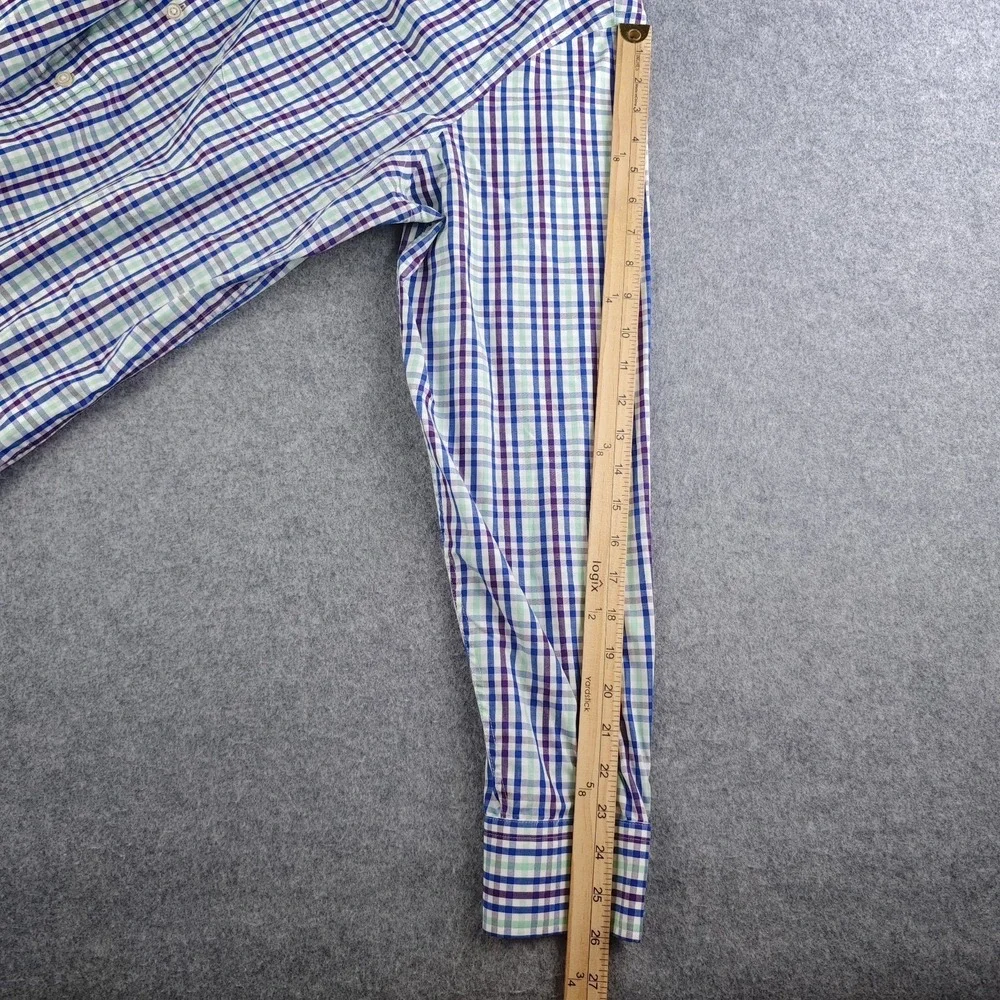 Banana Republic Dress Shirt Mens 16 16.5 34/35 Large Multicolor Plaid Slim Fit